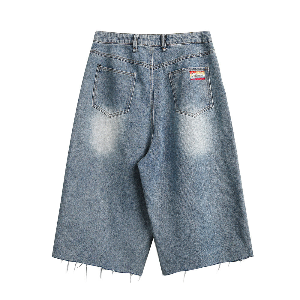 Fashion Destroyed Graffiti Cropped Pants Men