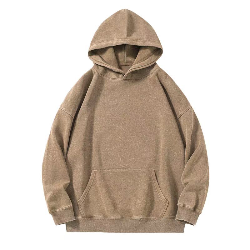 Make Old Washed Wax Printed Cotton Sweatshirt Loose Fit