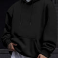 Mens Casual Solid-Color Pullover Hoodie Top