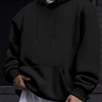 Mens Casual Solid-Color Pullover Hoodie Top