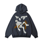 Embroidered Skull Hooded Sweater For Men And Women
