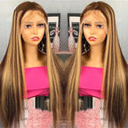 Piano Color Long Straight Wig Front Lace Full-head Wig
