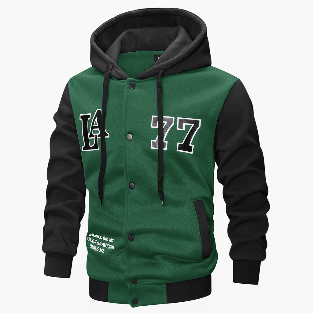 Mens Knitted Hooded Jacket With Embroidery And Print
