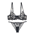 Sexy Embroidery Lace Bra Panties Set