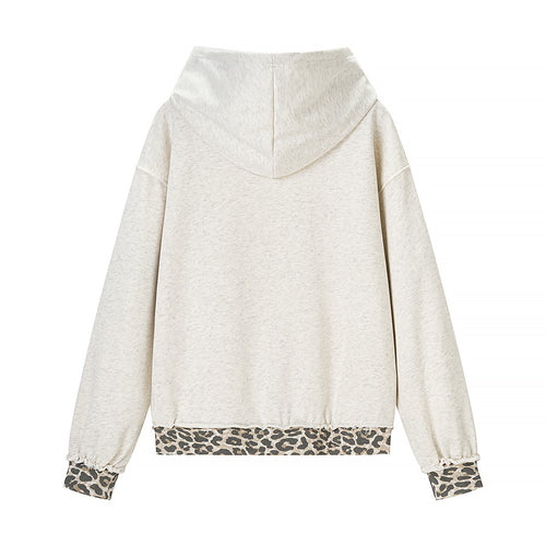 Casual Patchwork Perforated Hooded Sweatshirt For Women