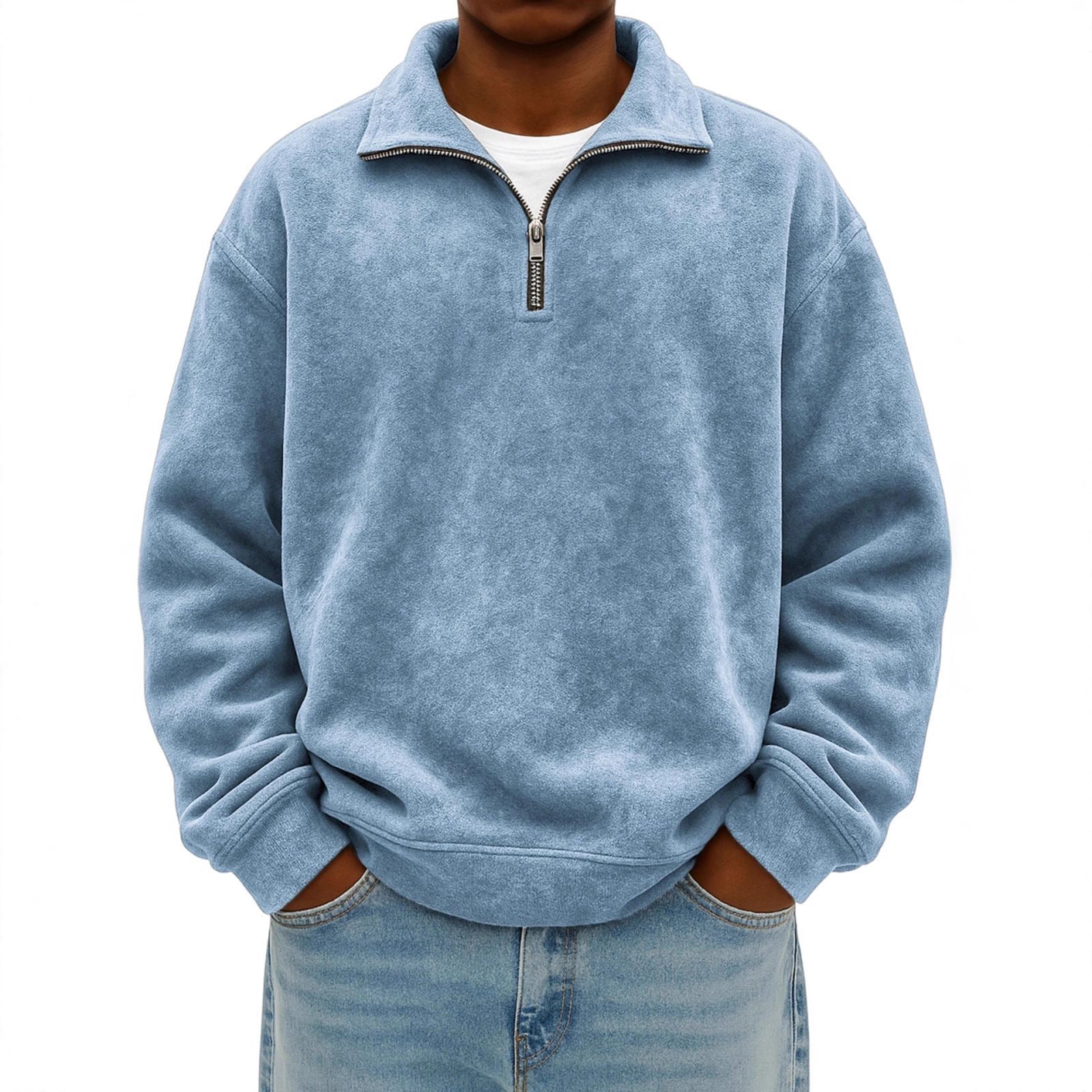 Stylish Vintage Oversized Mens Half-zip Hoodie