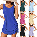 Summer Drawstring Sleeveless Hollow-Out Dress
