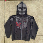 Cartoon Printed Camouflage Patchwork Cardigan Zip Hoodie