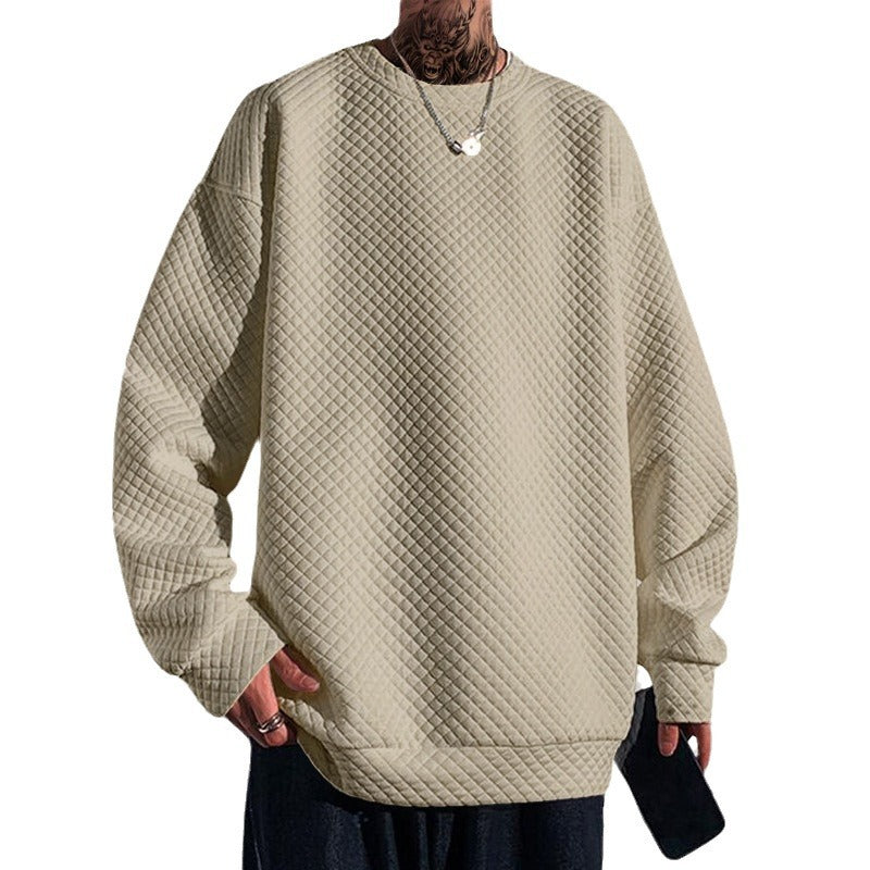 Trendy Small Square Round Neck Casual Loose Knit Long Sleeve Top