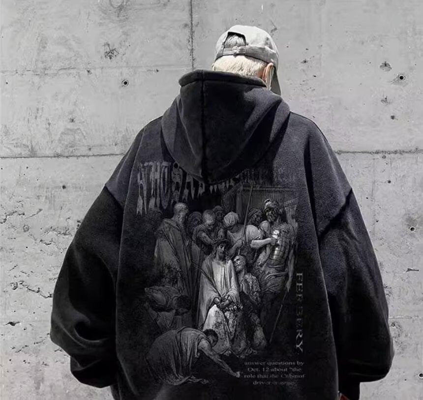 Mens American-style Fleece-lined Hoodie For Fall And Winter