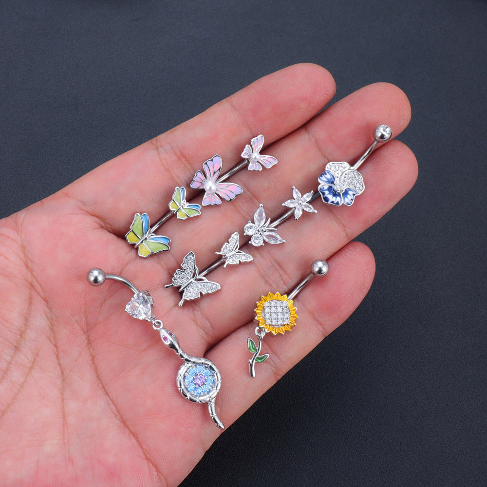 New Zircon Navel Stud Drop Oil Piercing Jewelry