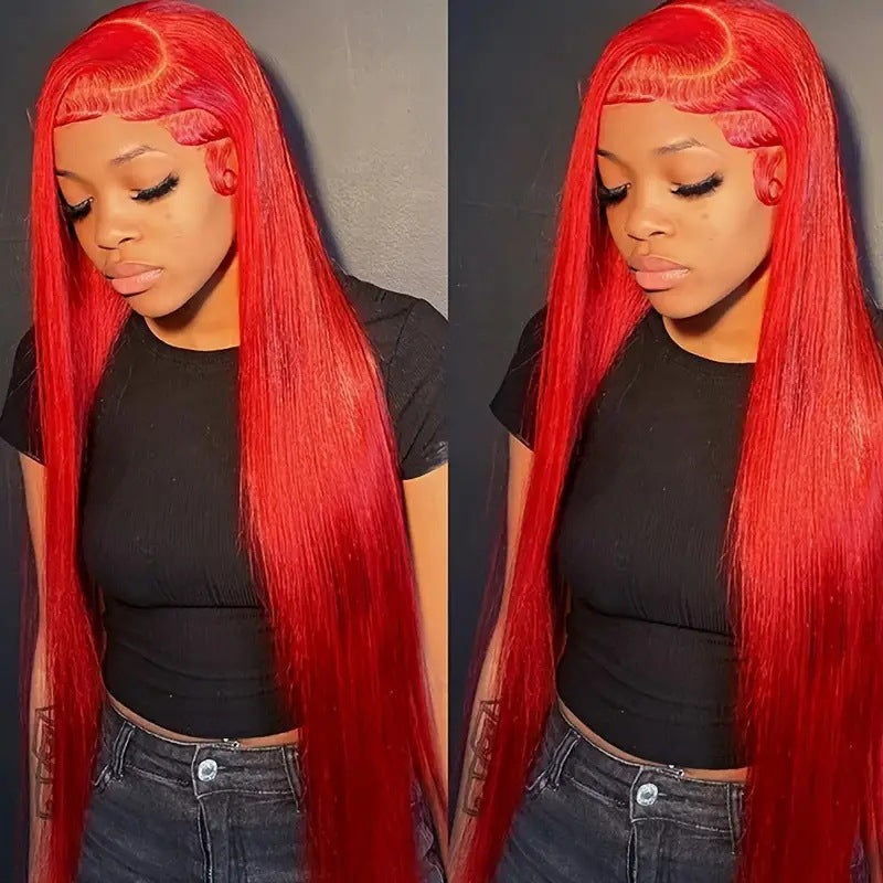 Piano Color Long Straight Wig Front Lace Full-head Wig