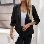 Solid-color Button-front Fashion Blazer