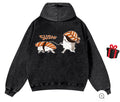 Pure Cotton Washed Vintage Hooded Sweatshirt With Double-layer Hood