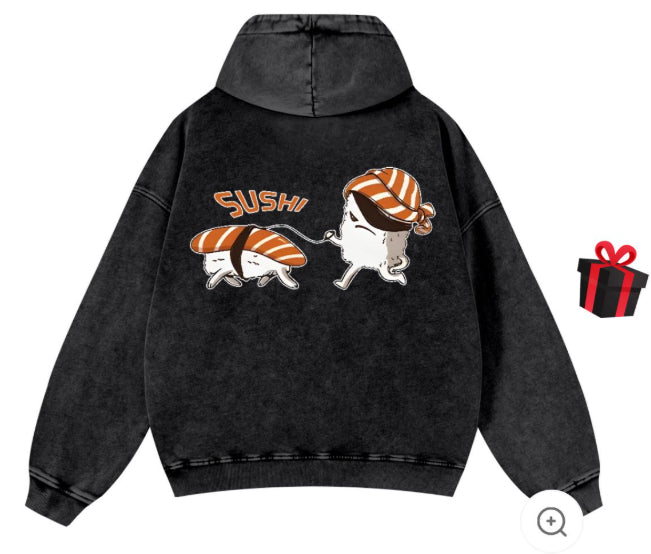 Pure Cotton Washed Vintage Hooded Sweatshirt With Double-layer Hood