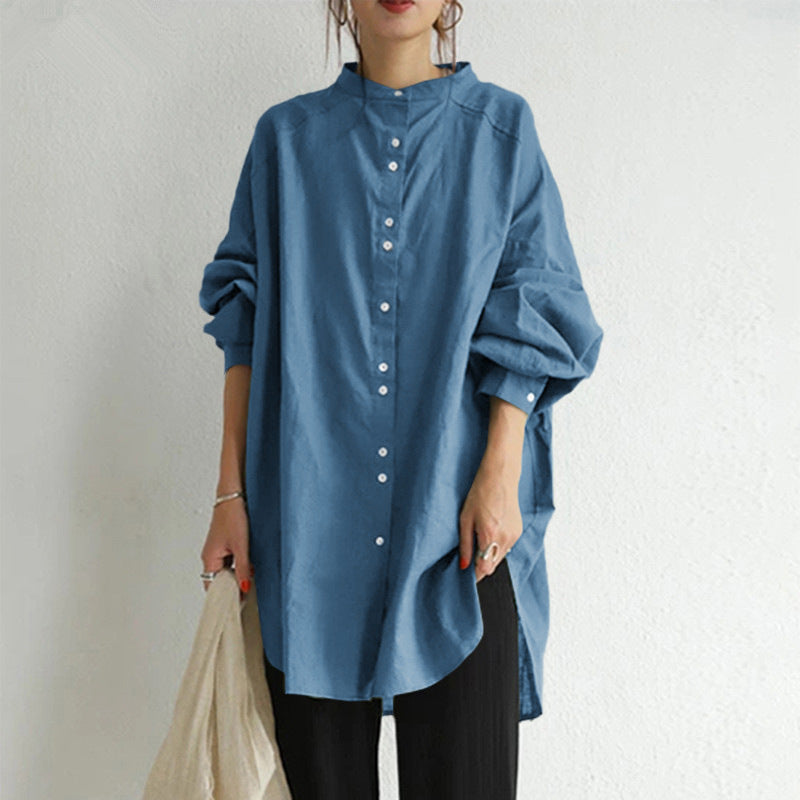 Autumn And Winter Women''s New Solid Color Cotton Hemp Stand