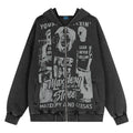 Water-washed Vintage-style Printed Hooded Cardigan Jacket Loose-fit Springautumn Zip-up Jacket