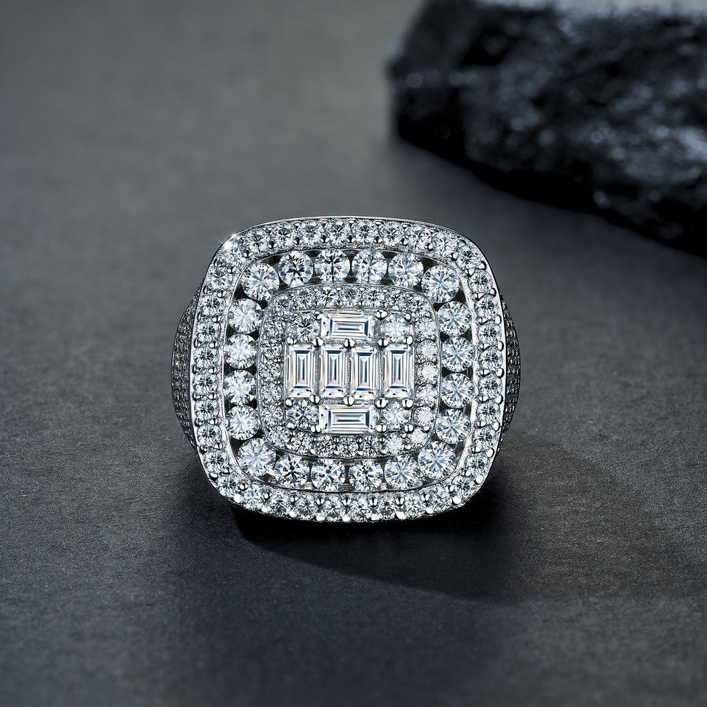 Engraved With Top-quality Moissanite, This Luxurious And Fashionable Minimalist Jewelry Set Features Exquisite Silver Accessories For Men. Made Of S925 Silver With Electroplated Platinum.