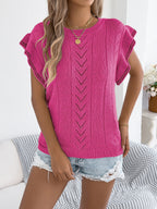 Women S Color Block Zebra Print Hollow Out Cropped Knit Vacation Top