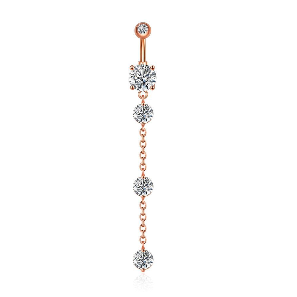 Zircon Tassel Belly Ring Navel Stud Piercing Jewelry