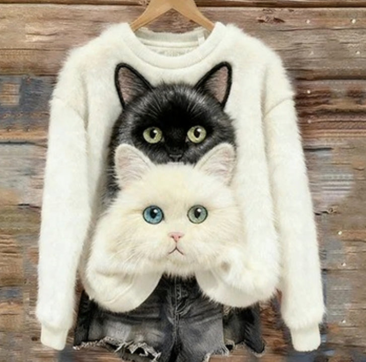 New Christmas Cute Pet Series Crewneck Hoodie With Printed Designs