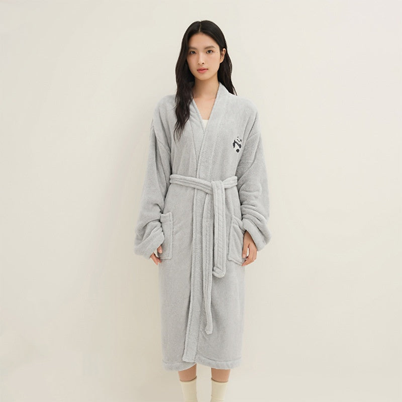 Couples Bathrobes Embroidered Coral Fleece Nightgowns