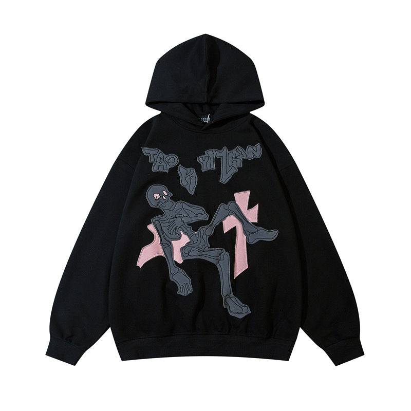 Embroidered Skull Hooded Sweater For Men And Women