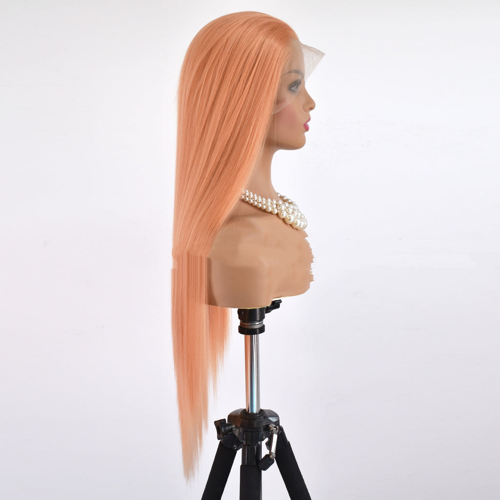 Hand Crocheting Wig Front Lace Long Straight Wig Sheath