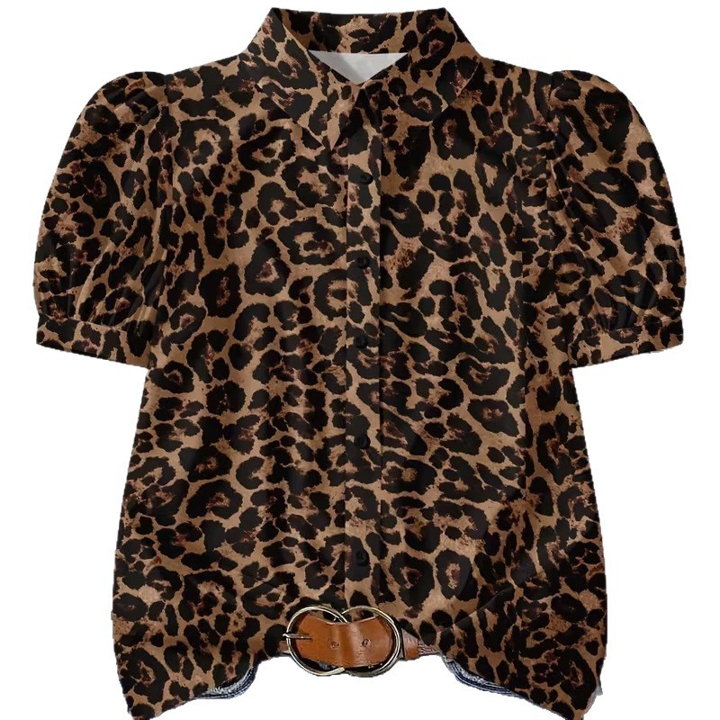 Elegant Leopard-Print Blouse For Women