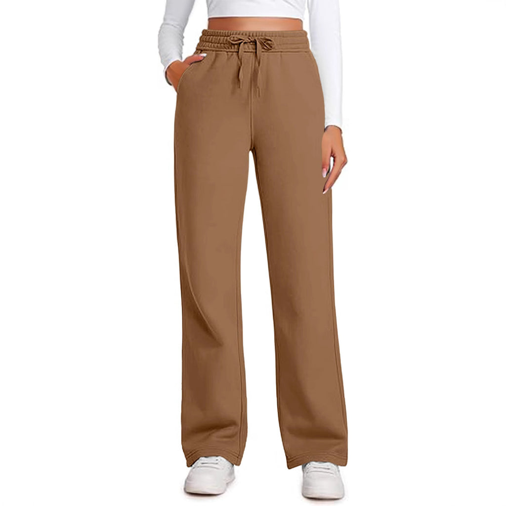Elastic High-waist Drawstring Loose Casual Wide-leg Sweatpants