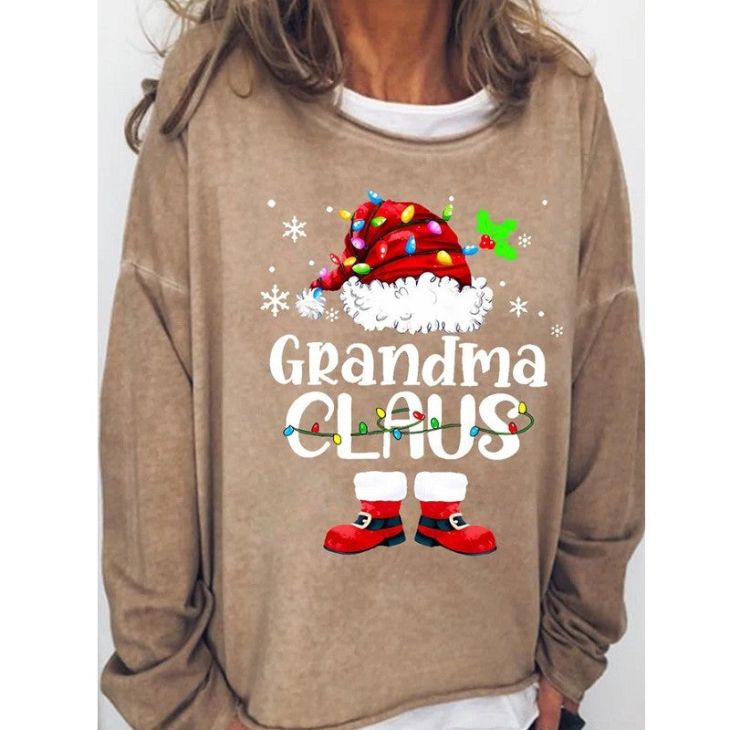 Women's Round Neck Long Sleeve Casual Printed Sweater