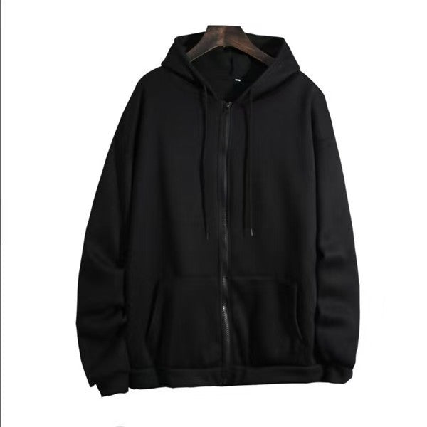 Cardigan Hoodie Solid-color Hooded Fleece Top