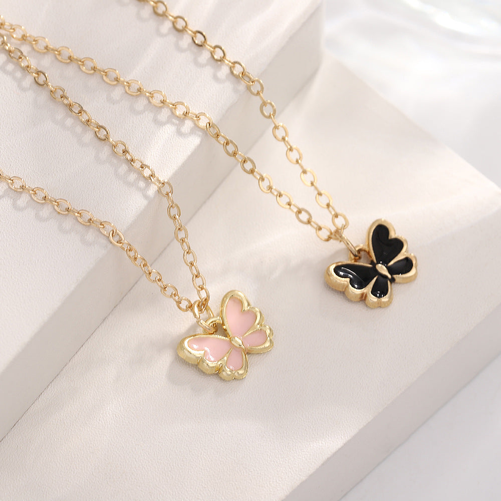 Pearl Butterfly Jewelry Set Drip Oil