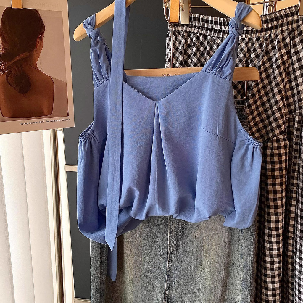 Women's Simple V-neck Knotted Camisole