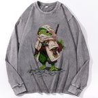 Washed-and-aging Long-sleeve Drawstring Pure Cotton In Color