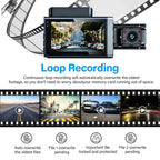 1296P HD Wifi Dash Cam Pro Car Camera Recorder 3-Lens Front Rear Night Vision UK