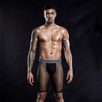 Cropped Pants Stretch Black See-through Web Pants Men
