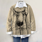 Womens Printed Raglan Long-Sleeve Sweatshirt Casual Pullover Top