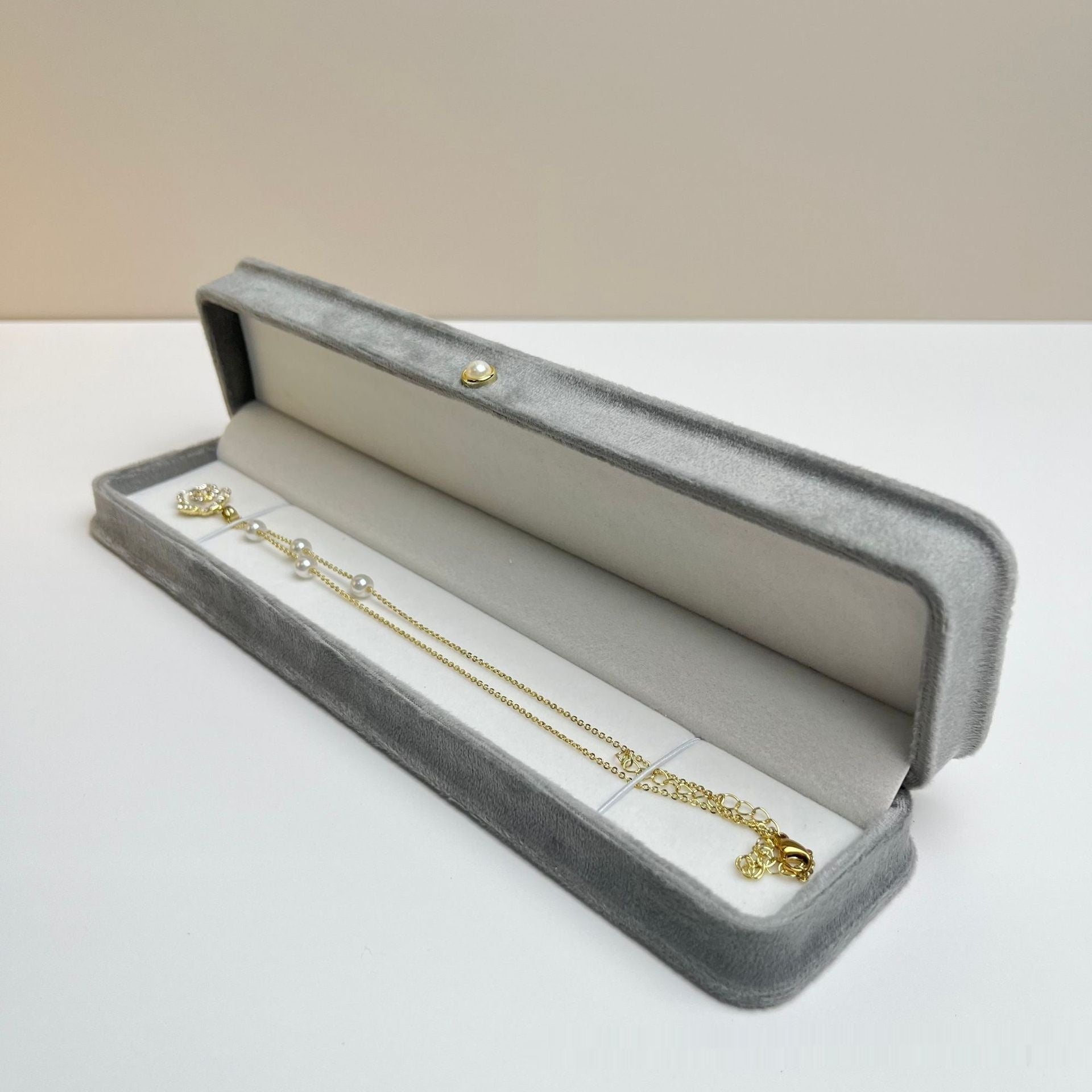Fashion Flannel Waist-tight Jewelry Box Pearl Buckle