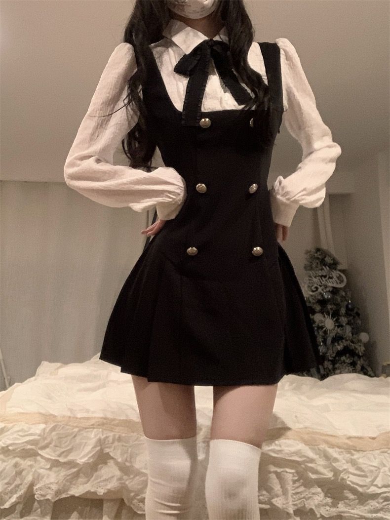 French-style Suspender Fake Two-Piece Dress For Women