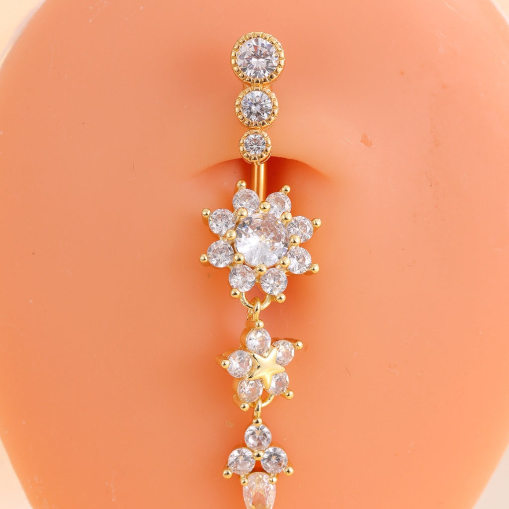 Round Zircon Navel Piercing Jewelry For Body Piercing