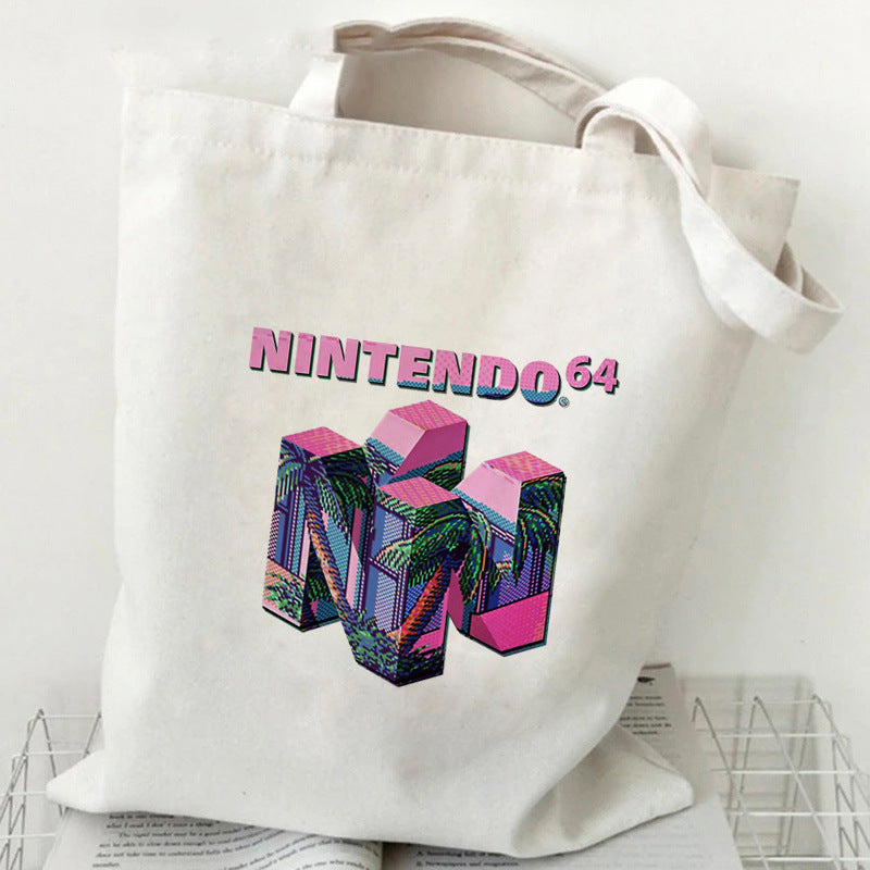 Printed Canvas Handbag Shopping Bag