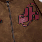 American Street Letters Embroidered PU Leather Jacket Men Fashion Brands Motorcycle Clothing