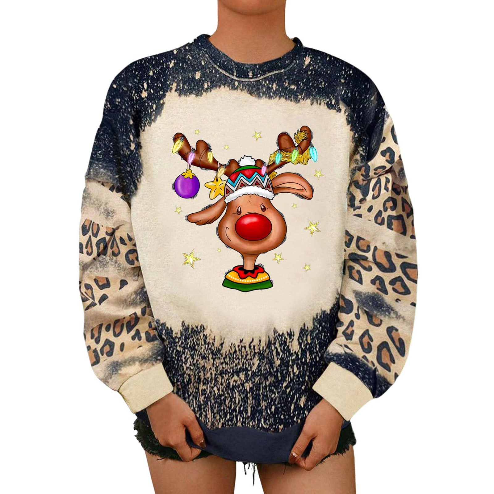 2 Autumn And Winter New Christmas 3D Digital Printed Round Neck Brushed Hoody