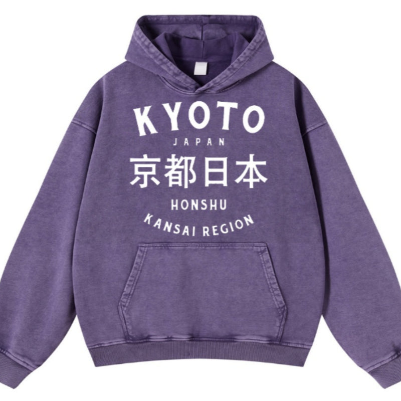 Washed-and-aged Hooded Sweatshirt, Unisex, Vintage Style