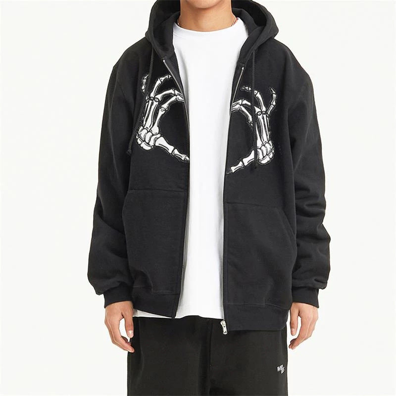 Cross-border Hooded Sweater In Stock Zipper Sweater Autumn And Winter European And American Butterfly Sweater Gothic Style Exercise Hooded Coat