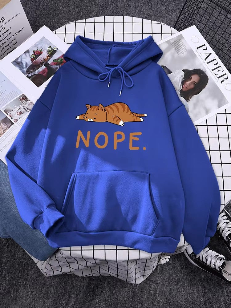 New Autumnwinter Cat-print Fleece Hoodiessoothing And Cozy