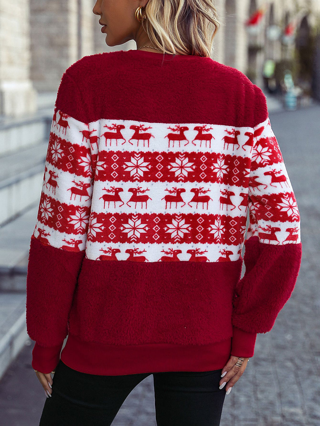 Women's Christmas Style Double-sided Velvet Casual Sweatshirt