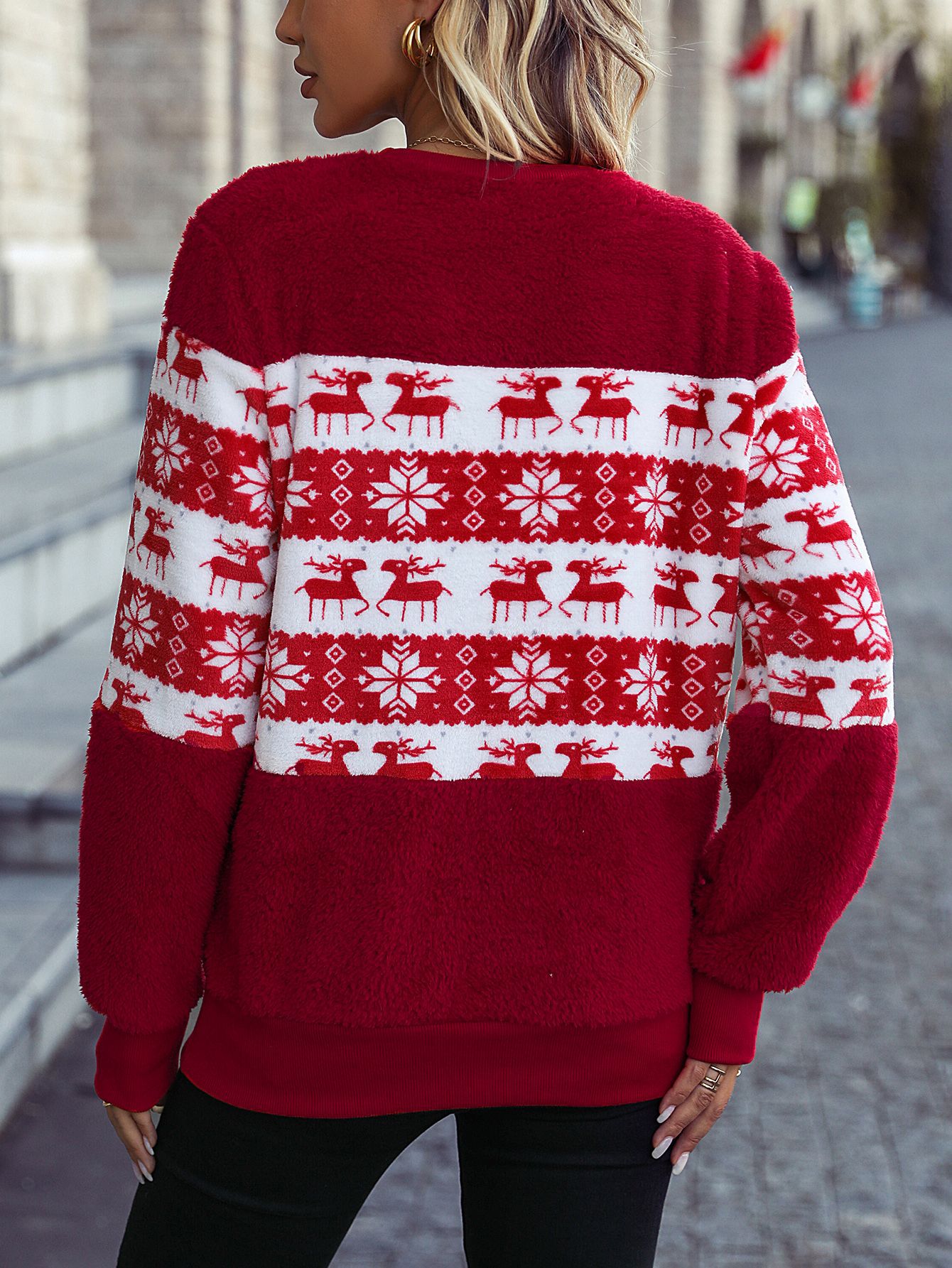 Women's Christmas Style Double-sided Velvet Casual Sweatshirt