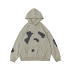 Men's And Women's Same Patch Leather Personality Terry Hoodie